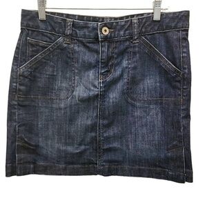 Calvin Klein Mini Skirt Women's Size 10 Cotton Dark Wash Denim 5‎ Pockets